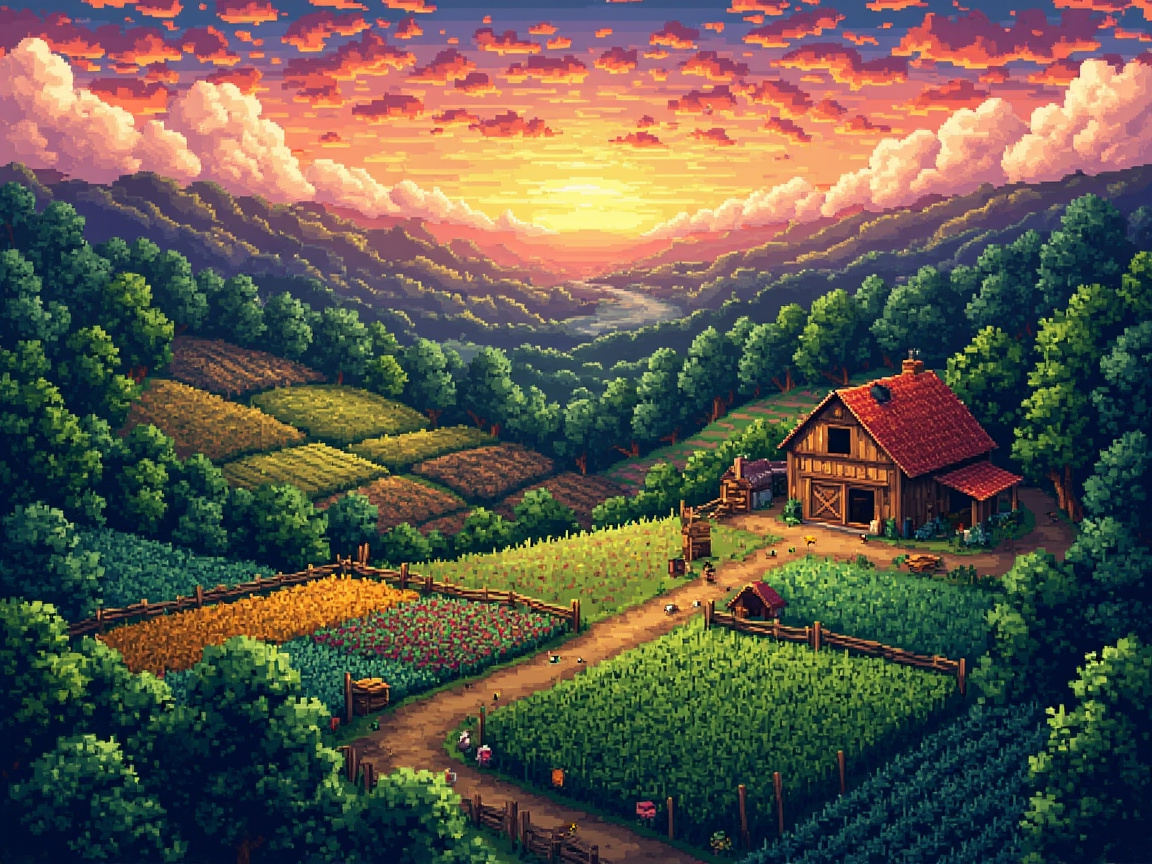 Stardew Valley farming simulation game screenshot showing farmland and crops
