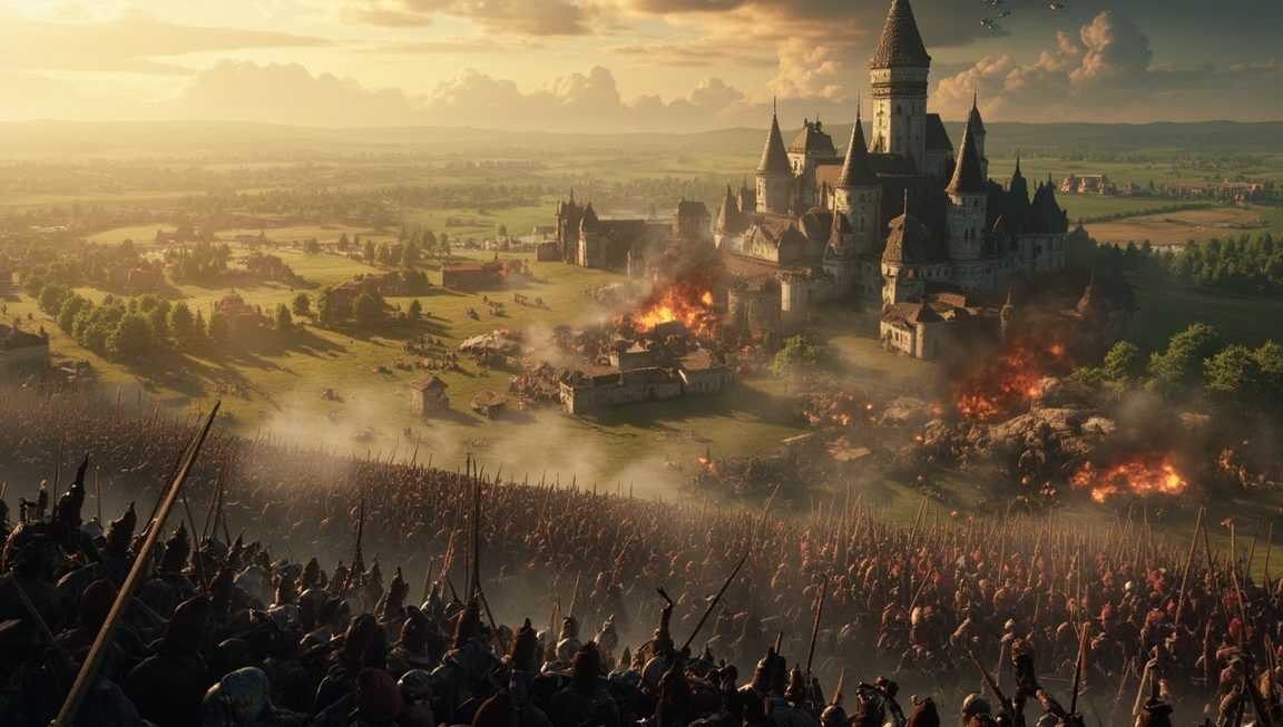 Age of Empires IV game screenshot showing medieval battlefield