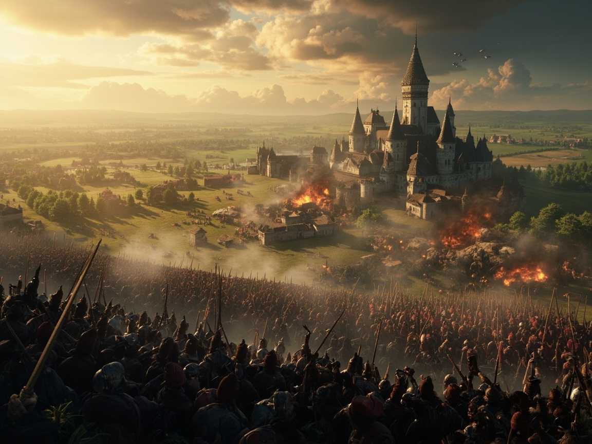 Age of Empires IV game screenshot showing medieval battlefield